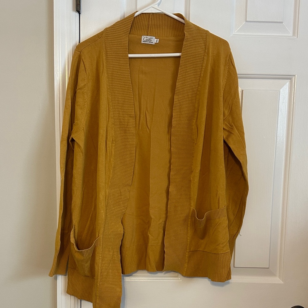 Cielo Mustard Open-Front Cardigan